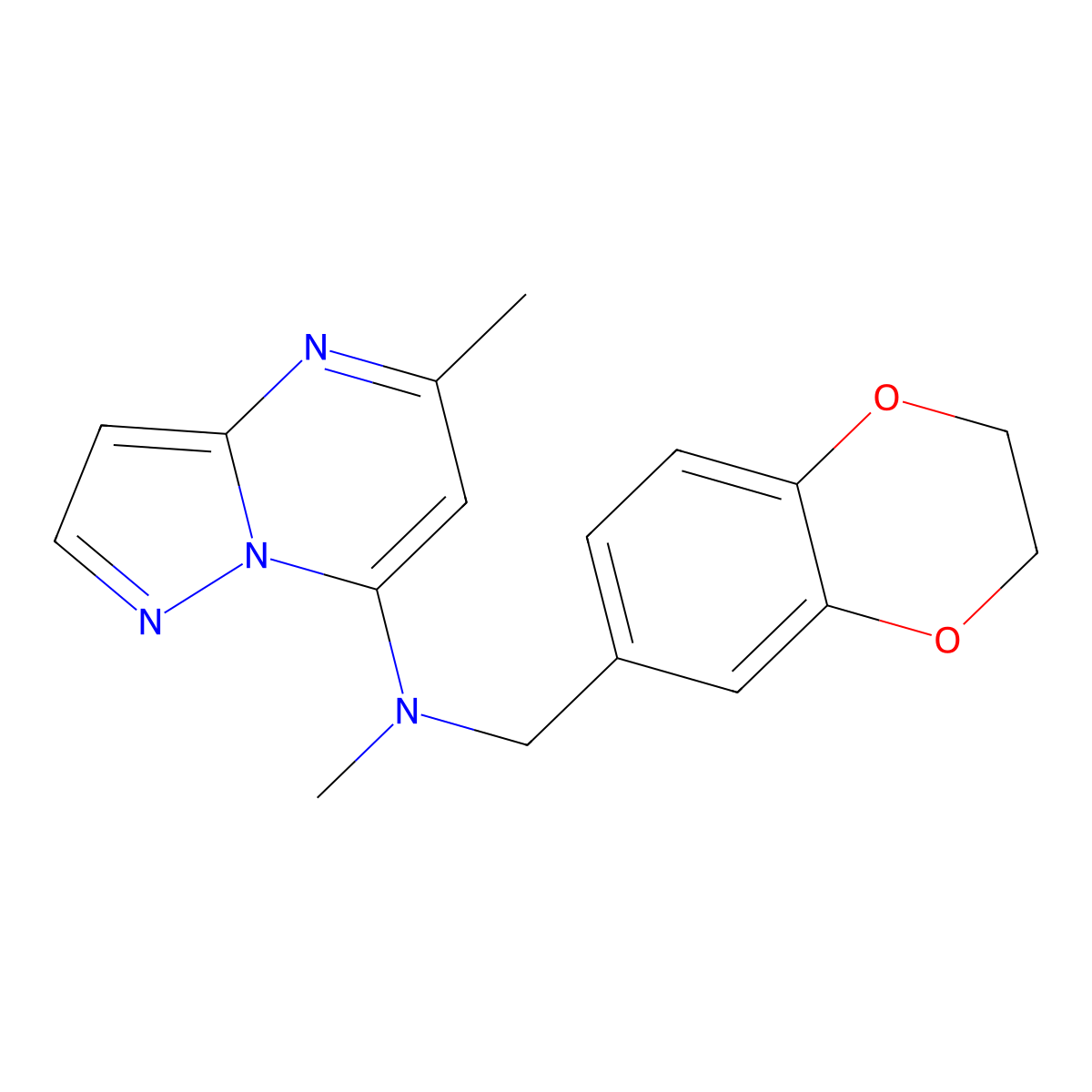 N-[(2,3-dihydro-1,4-benzodioxin-6-yl)methyl]-N,5-dimethylpyrazolo[1,5-a]pyrimidin-7-amine molecular structure, CAS 2742040-88-4