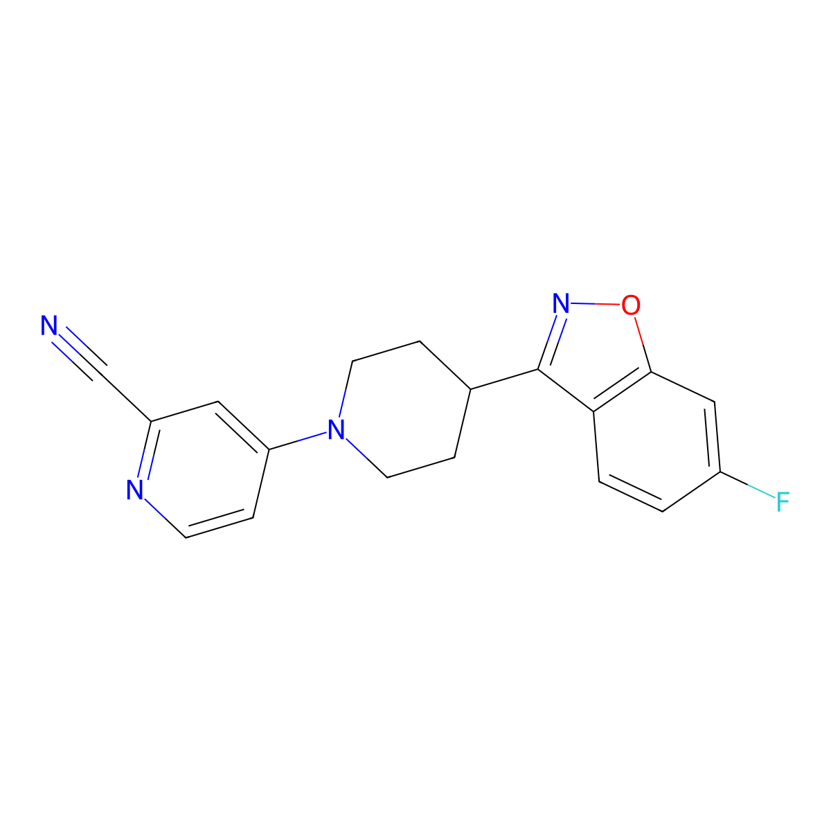 4-[4-(6-Fluoro-1,2-benzoxazol-3-yl)piperidin-1-yl]pyridine-2-carbonitrile molecular structure, CAS 2742040-91-9