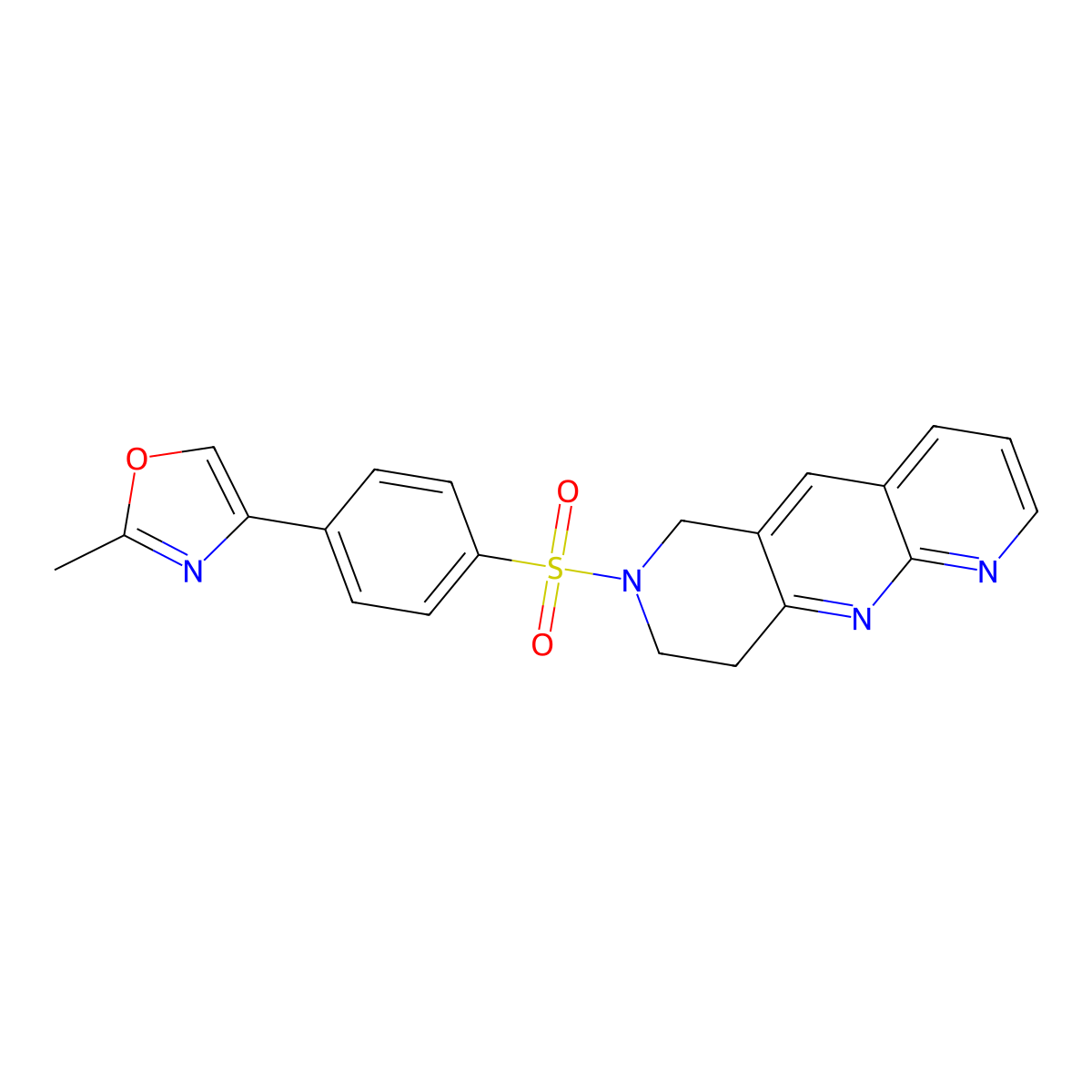 2-methyl-4-(4-{6H,7H,8H,9H-pyrido[2,3-b]1,6-naphthyridine-7-sulfonyl}phenyl)-1,3-oxazole molecular structure, CAS 2742040-92-0