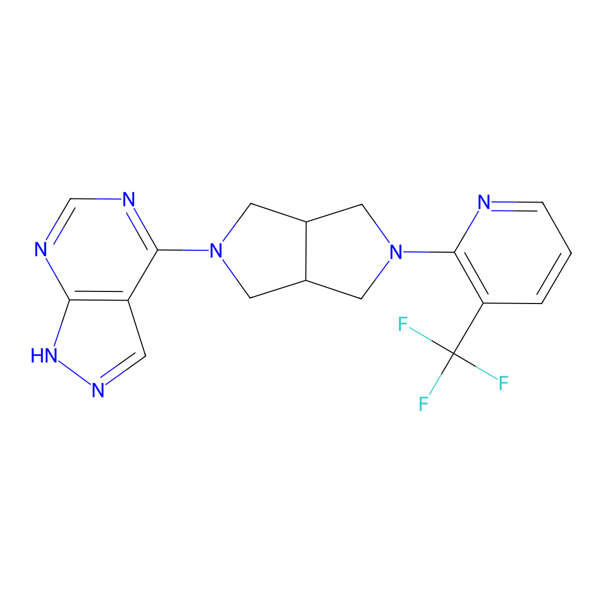 2-(5-{1H-pyrazolo[3,4-d]pyrimidin-4-yl}-octahydropyrrolo[3,4-c]pyrrol-2-yl)-3-(trifluoromethyl)pyridine molecular structure, CAS 2742041-01-4
