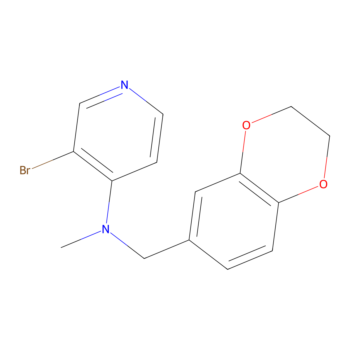 3-bromo-N-[(2,3-dihydro-1,4-benzodioxin-6-yl)methyl]-N-methylpyridin-4-amine molecular structure, CAS 2742041-21-8