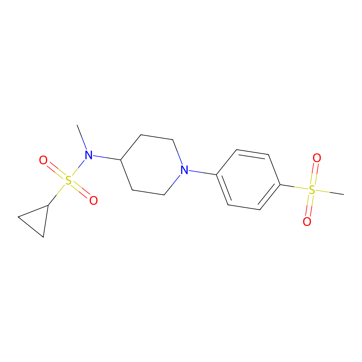 N-[1-(4-methanesulfonylphenyl)piperidin-4-yl]-N-methylcyclopropanesulfonamide molecular structure, CAS 2742041-34-3
