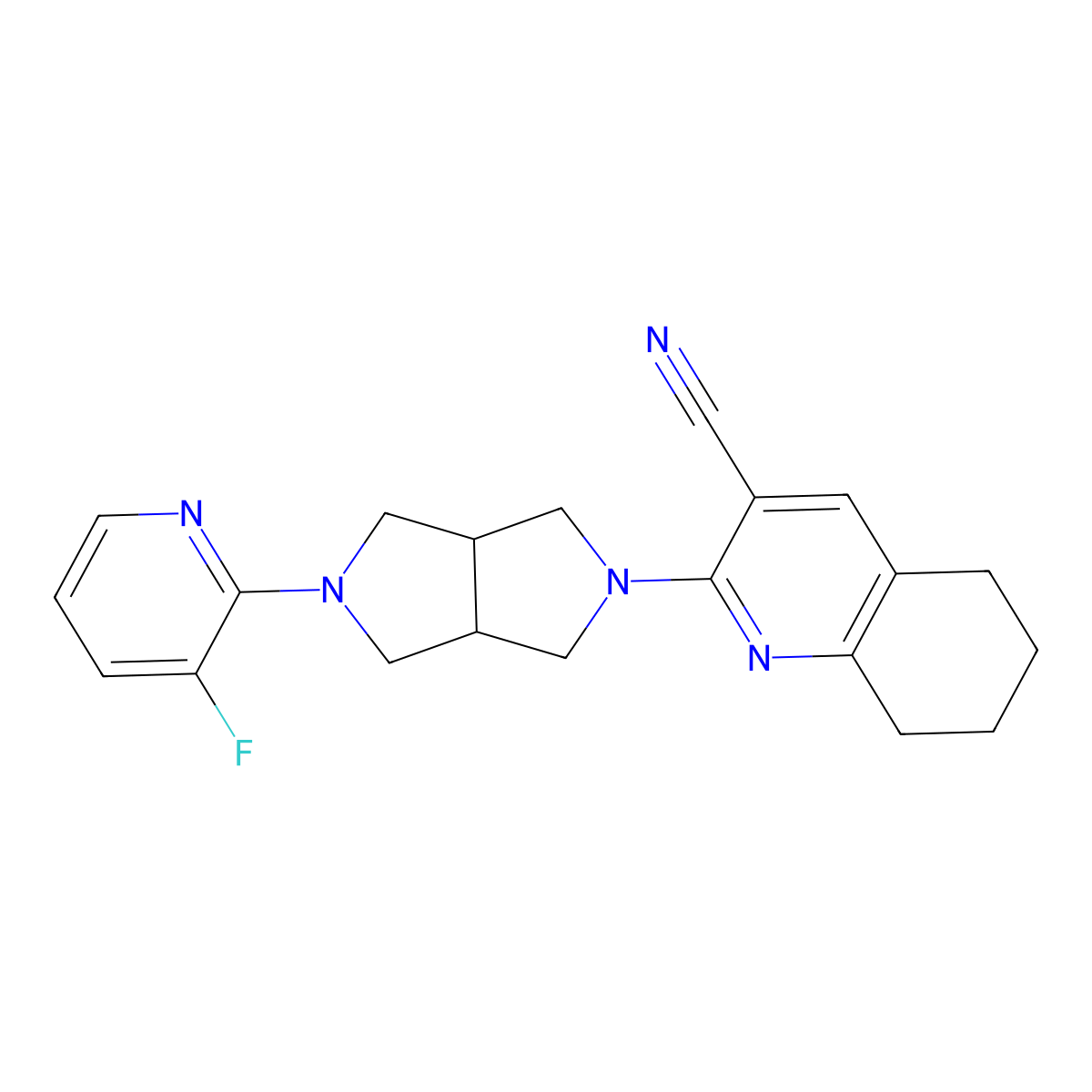 2-[5-(3-Fluoropyridin-2-yl)-octahydropyrrolo[3,4-c]pyrrol-2-yl]-5,6,7,8-tetrahydroquinoline-3-carbonitrile molecular structure, CAS 2742041-35-4