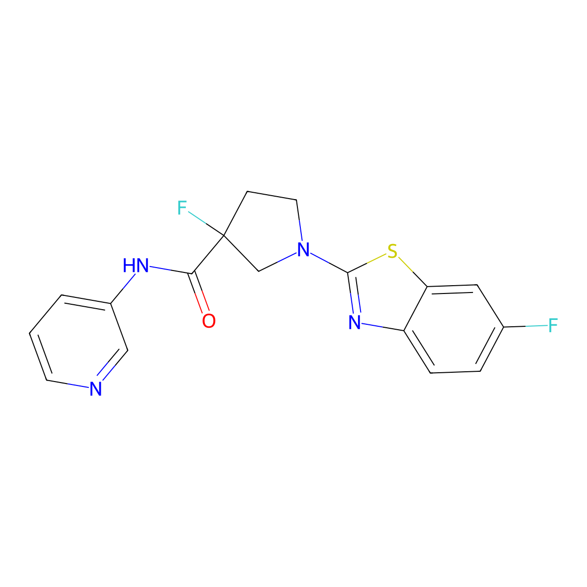 3-fluoro-1-(6-fluoro-1,3-benzothiazol-2-yl)-N-(pyridin-3-yl)pyrrolidine-3-carboxamide molecular structure, CAS 2742041-36-5