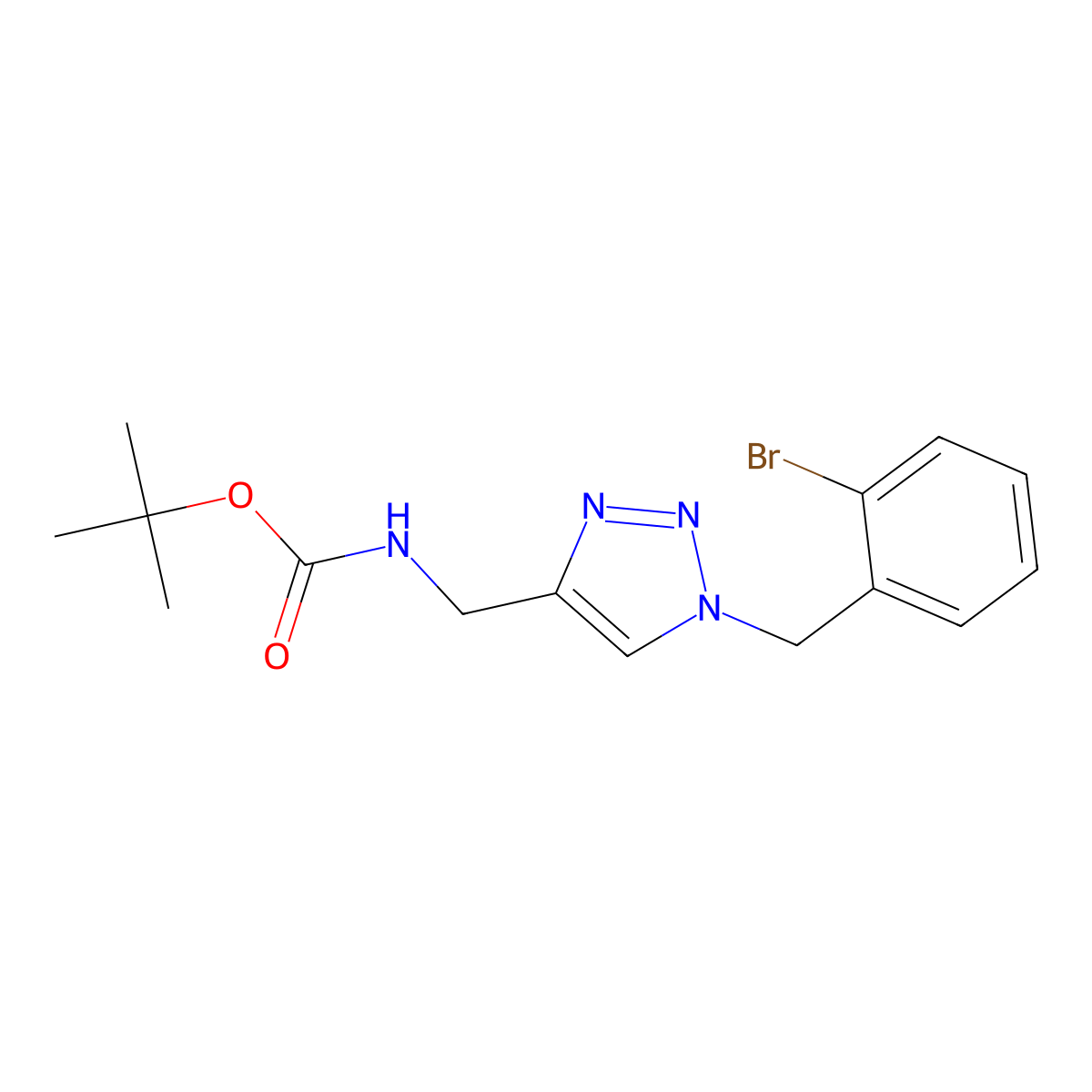 tert-butyl N-({1-[(2-bromophenyl)methyl]-1H-1,2,3-triazol-4-yl}methyl)carbamate molecular structure, CAS 2742041-38-7