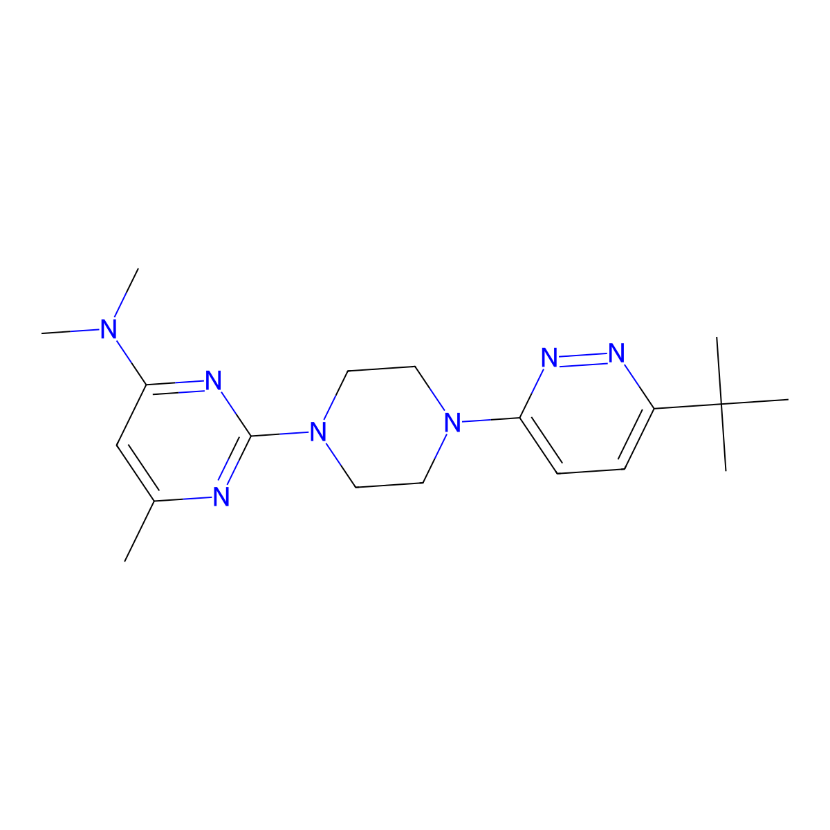 2-[4-(6-tert-butylpyridazin-3-yl)piperazin-1-yl]-N,N,6-trimethylpyrimidin-4-amine molecular structure, CAS 2742041-41-2