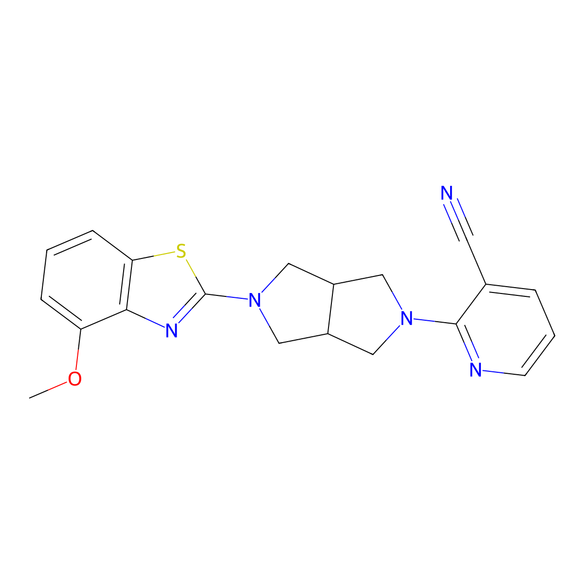 2-[5-(4-Methoxy-1,3-benzothiazol-2-yl)-octahydropyrrolo[3,4-c]pyrrol-2-yl]pyridine-3-carbonitrile molecular structure, CAS 2742041-43-4