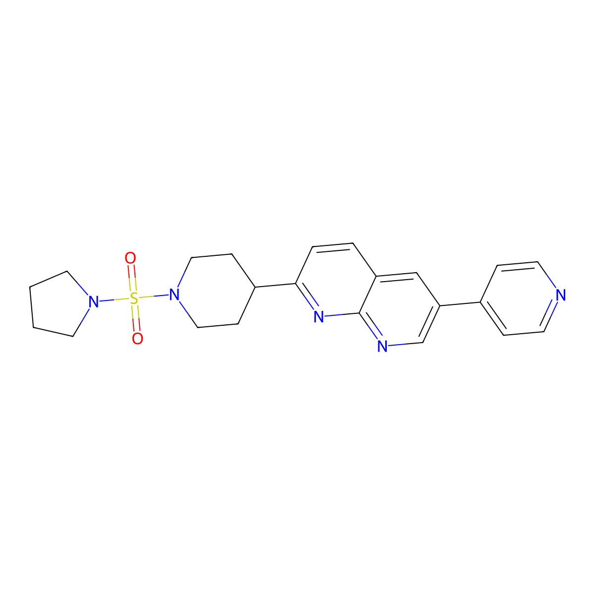 6-(Pyridin-4-yl)-2-[1-(pyrrolidine-1-sulfonyl)piperidin-4-yl]-1,8-naphthyridine molecular structure, CAS 2742041-45-6