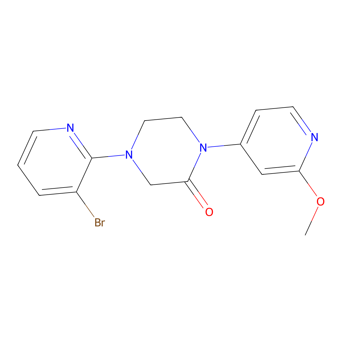 4-(3-Bromopyridin-2-yl)-1-(2-methoxypyridin-4-yl)piperazin-2-one molecular structure, CAS 2742041-49-0