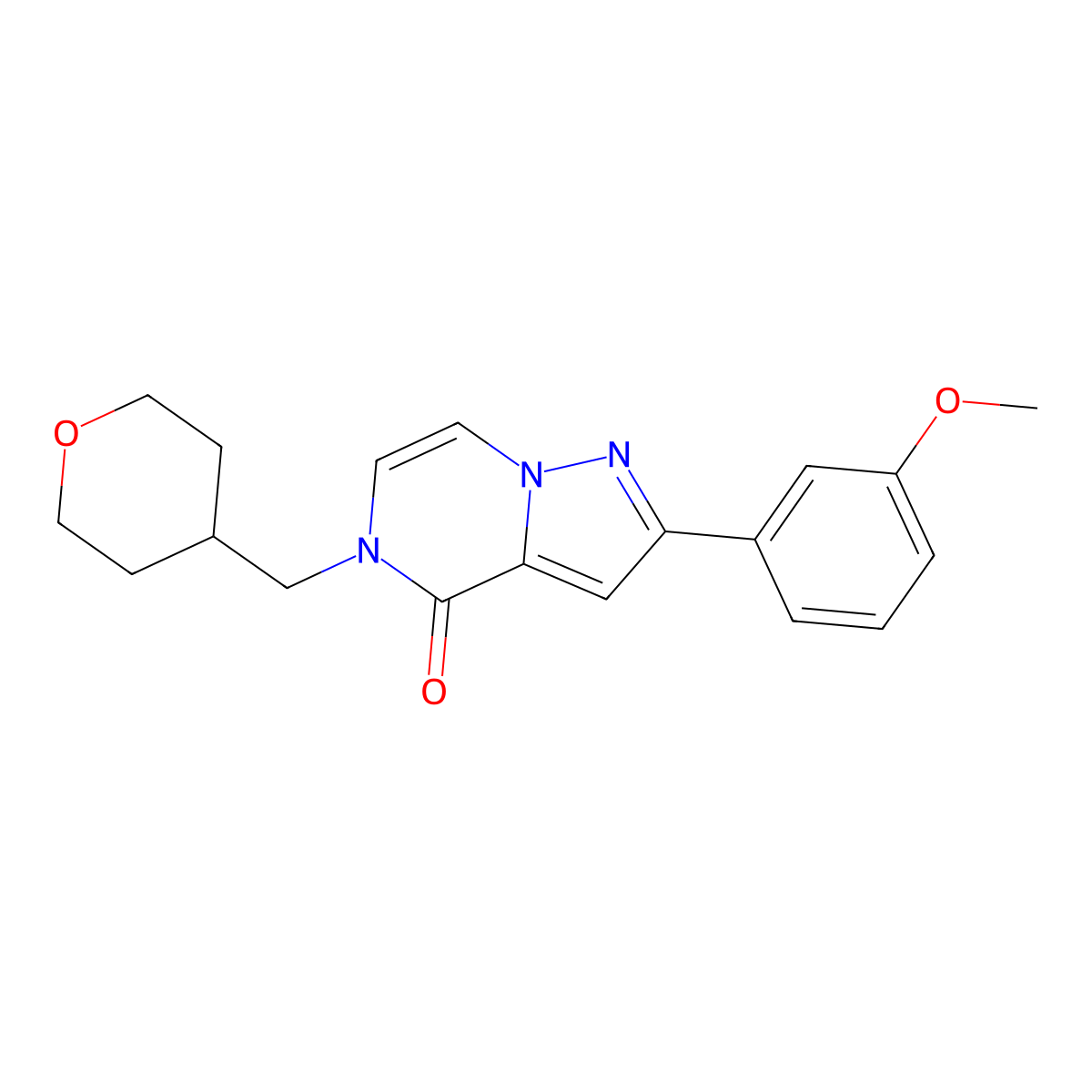 2-(3-methoxyphenyl)-5-[(oxan-4-yl)methyl]-4H,5H-pyrazolo[1,5-a]pyrazin-4-one molecular structure, CAS 2742041-52-5