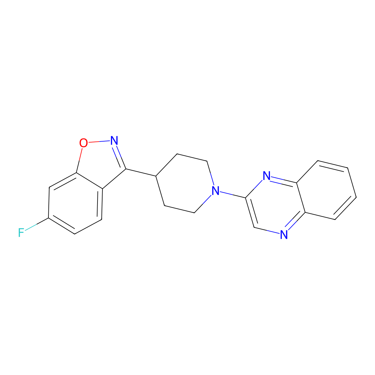 2-[4-(6-Fluoro-1,2-benzoxazol-3-yl)piperidin-1-yl]quinoxaline molecular structure, CAS 2742041-53-6