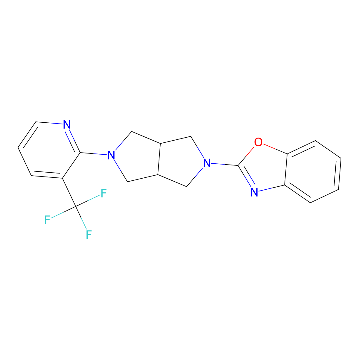 2-{5-[3-(Trifluoromethyl)pyridin-2-yl]-octahydropyrrolo[3,4-c]pyrrol-2-yl}-1,3-benzoxazole molecular structure, CAS 2742041-54-7