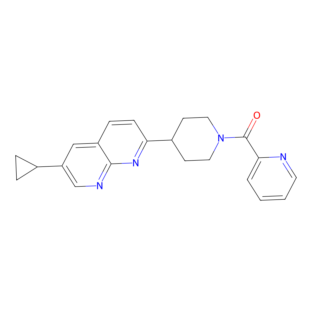 6-Cyclopropyl-2-[1-(pyridine-2-carbonyl)piperidin-4-yl]-1,8-naphthyridine molecular structure, CAS 2742041-55-8