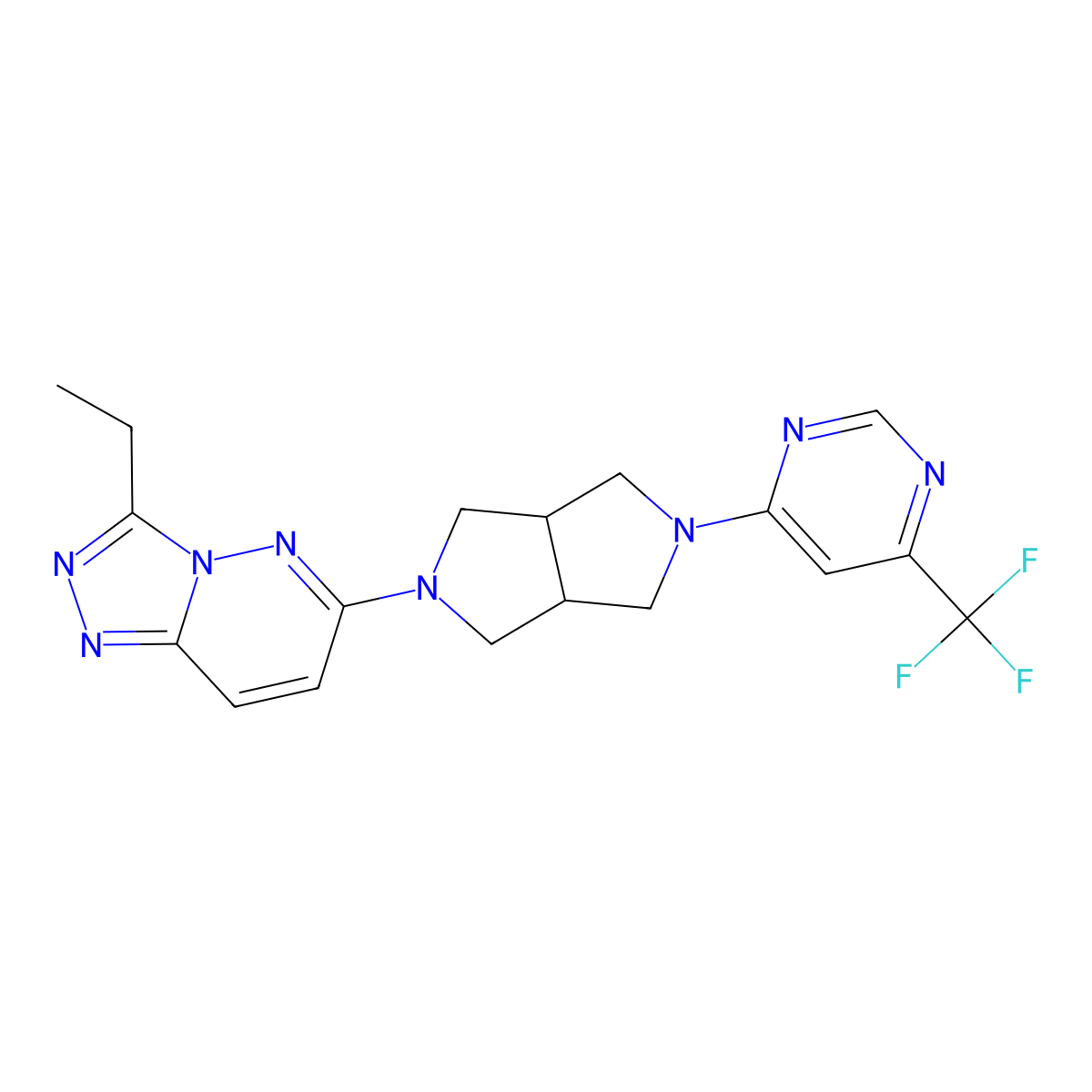 4-(5-{3-Ethyl-[1,2,4]triazolo[4,3-b]pyridazin-6-yl}-octahydropyrrolo[3,4-c]pyrrol-2-yl)-6-(trifluoromethyl)pyrimidine molecular structure, CAS 2742041-57-0