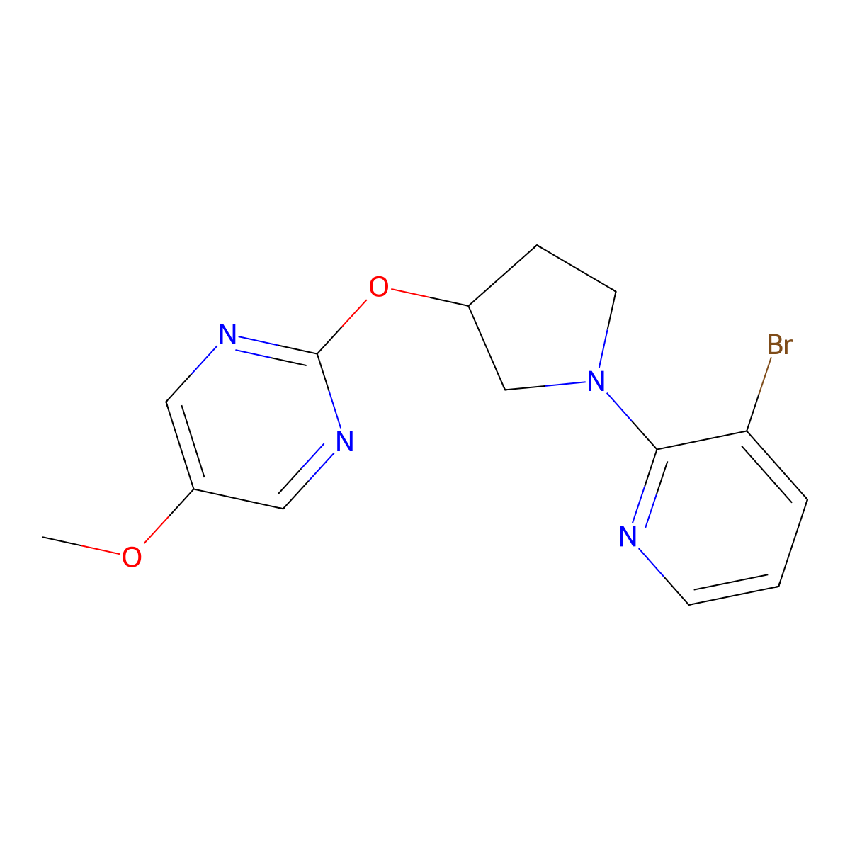 2-{[1-(3-Bromopyridin-2-yl)pyrrolidin-3-yl]oxy}-5-methoxypyrimidine molecular structure, CAS 2742041-59-2
