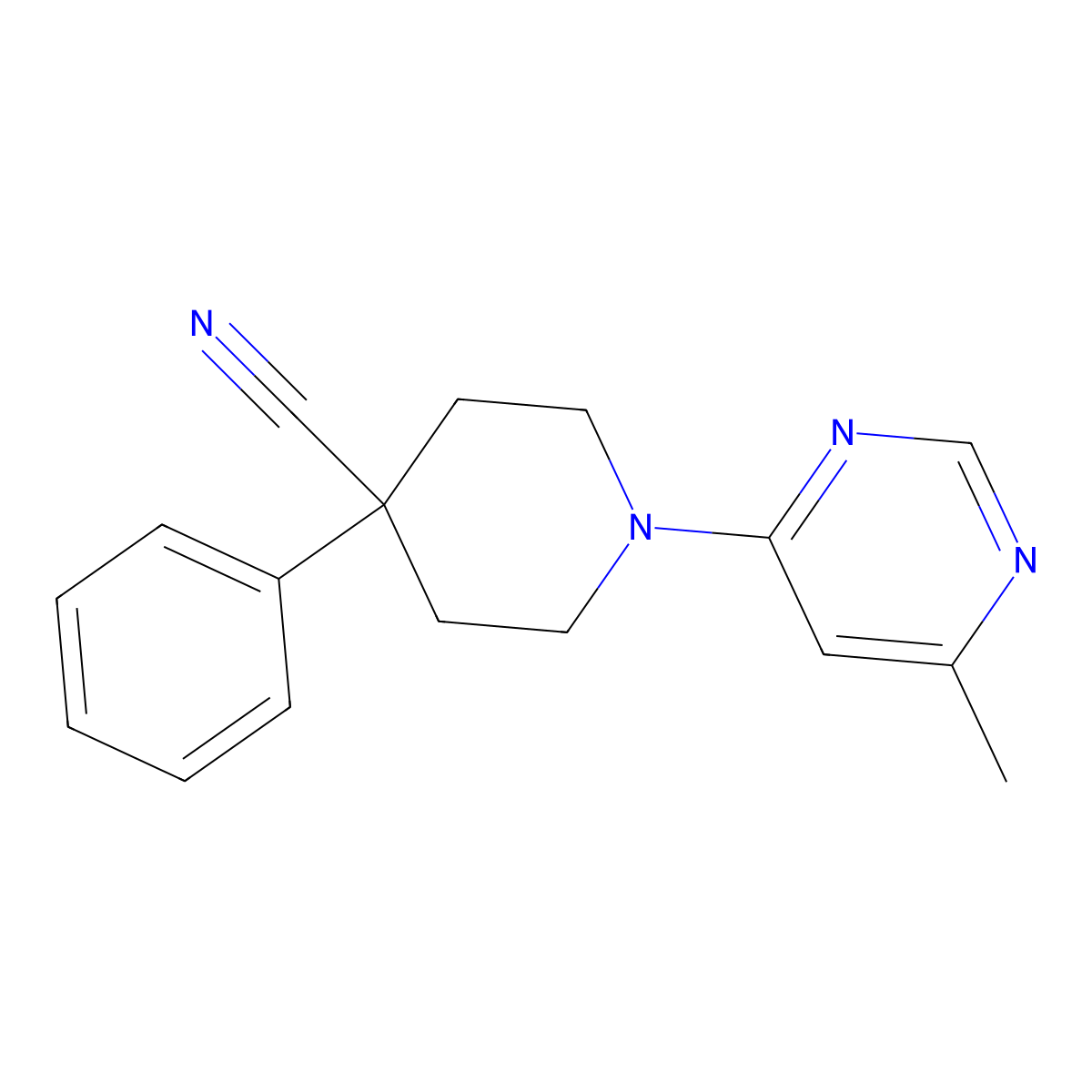 1-(6-Methylpyrimidin-4-yl)-4-phenylpiperidine-4-carbonitrile molecular structure, CAS 2742041-61-6