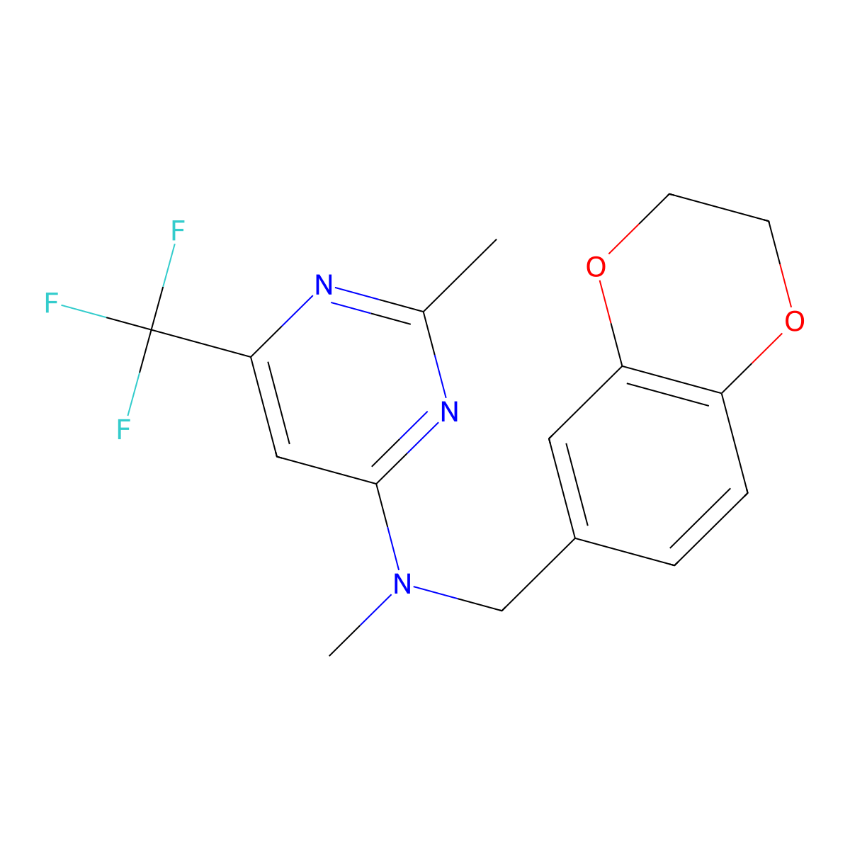 N-[(2,3-dihydro-1,4-benzodioxin-6-yl)methyl]-N,2-dimethyl-6-(trifluoromethyl)pyrimidin-4-amine molecular structure, CAS 2742041-66-1