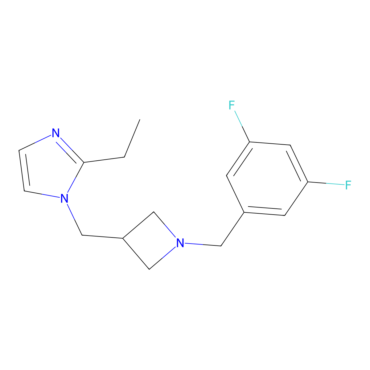 1-({1-[(3,5-difluorophenyl)methyl]azetidin-3-yl}methyl)-2-ethyl-1H-imidazole molecular structure, CAS 2742041-71-8