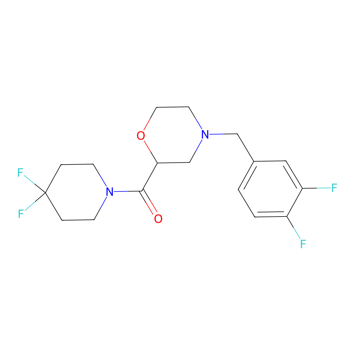 4-[(3,4-Difluorophenyl)methyl]-2-(4,4-difluoropiperidine-1-carbonyl)morpholine molecular structure, CAS 2742041-74-1