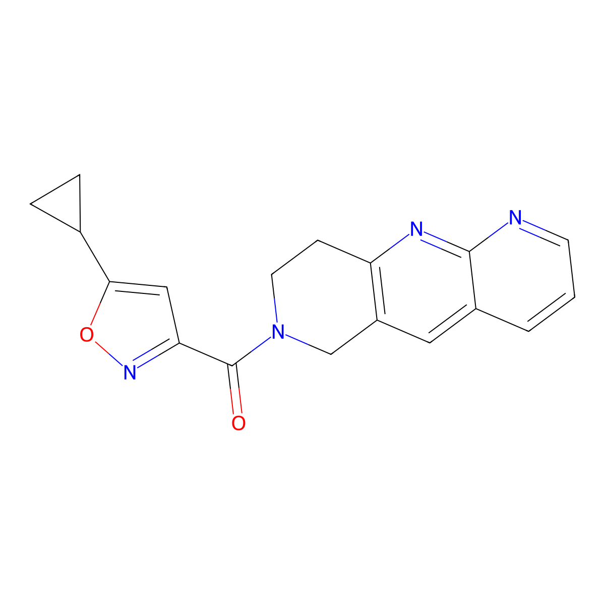 5-cyclopropyl-3-{6H,7H,8H,9H-pyrido[2,3-b]1,6-naphthyridine-7-carbonyl}-1,2-oxazole molecular structure, CAS 2742041-78-5