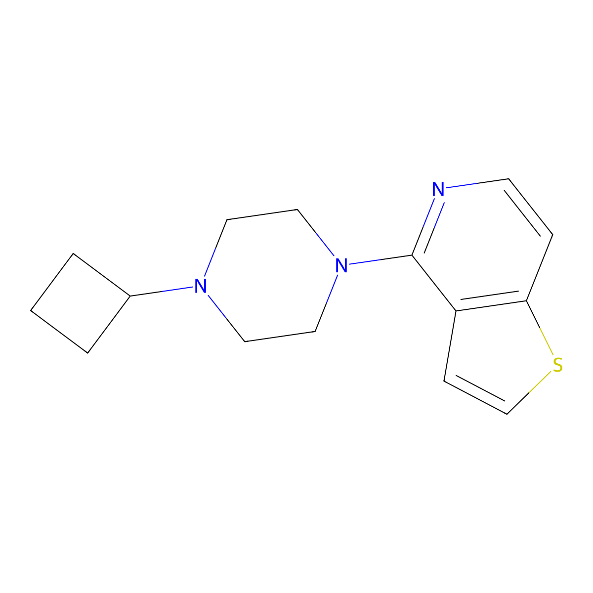 1-Cyclobutyl-4-{thieno[3,2-c]pyridin-4-yl}piperazine molecular structure, CAS 2742041-79-6