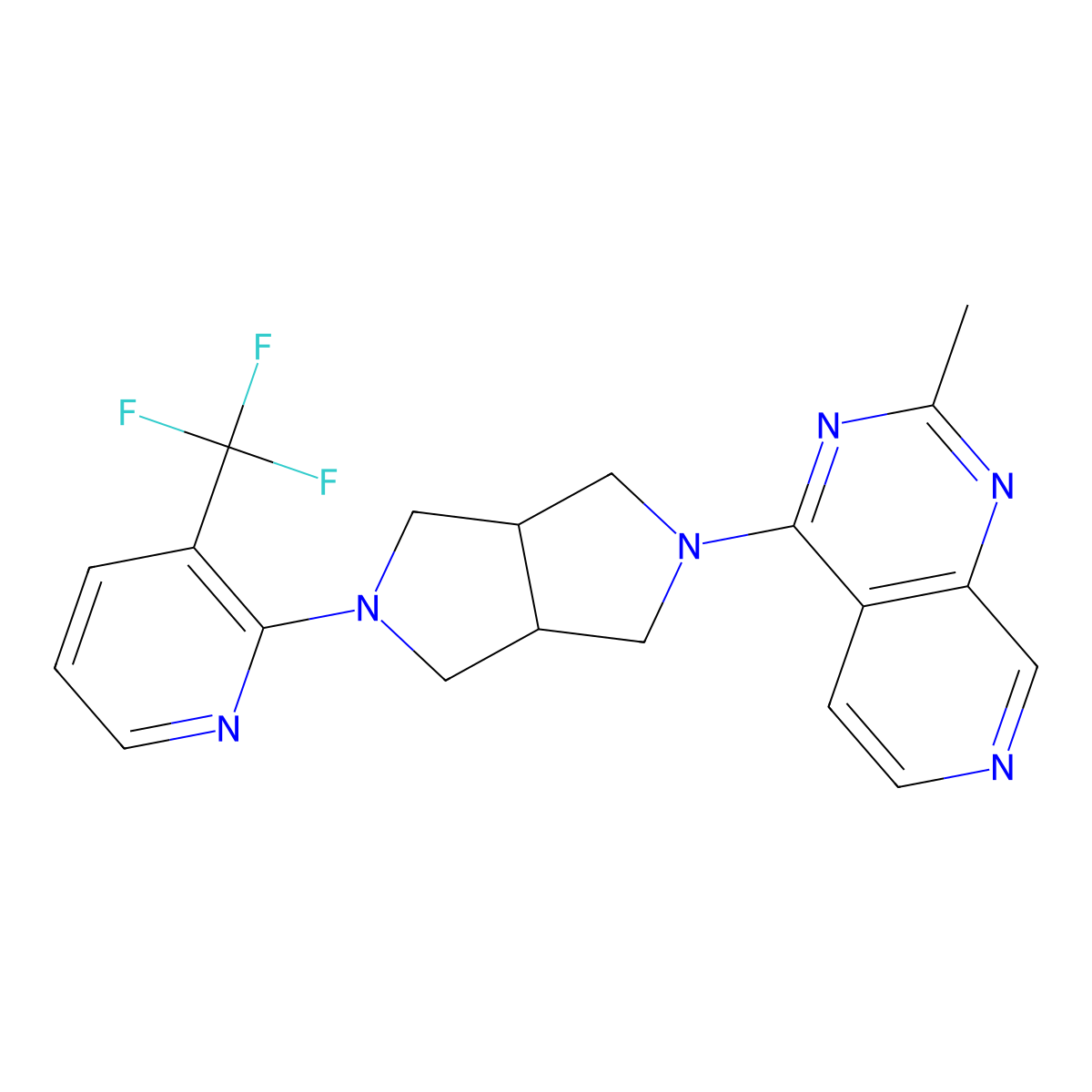 2-(5-{2-Methylpyrido[3,4-d]pyrimidin-4-yl}-octahydropyrrolo[3,4-c]pyrrol-2-yl)-3-(trifluoromethyl)pyridine molecular structure, CAS 2742041-83-2