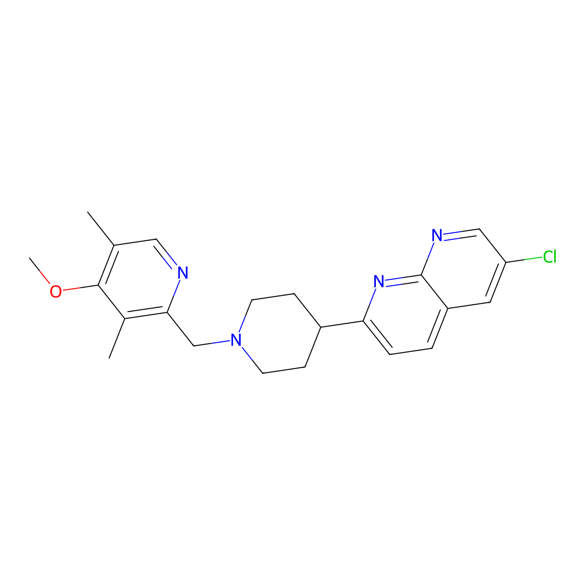 6-Chloro-2-{1-[(4-methoxy-3,5-dimethylpyridin-2-yl)methyl]piperidin-4-yl}-1,8-naphthyridine molecular structure, CAS 2742041-88-7