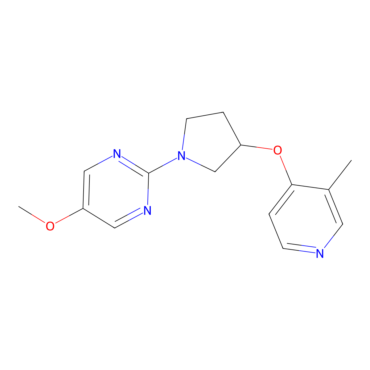 5-Methoxy-2-{3-[(3-methylpyridin-4-yl)oxy]pyrrolidin-1-yl}pyrimidine molecular structure, CAS 2742041-89-8