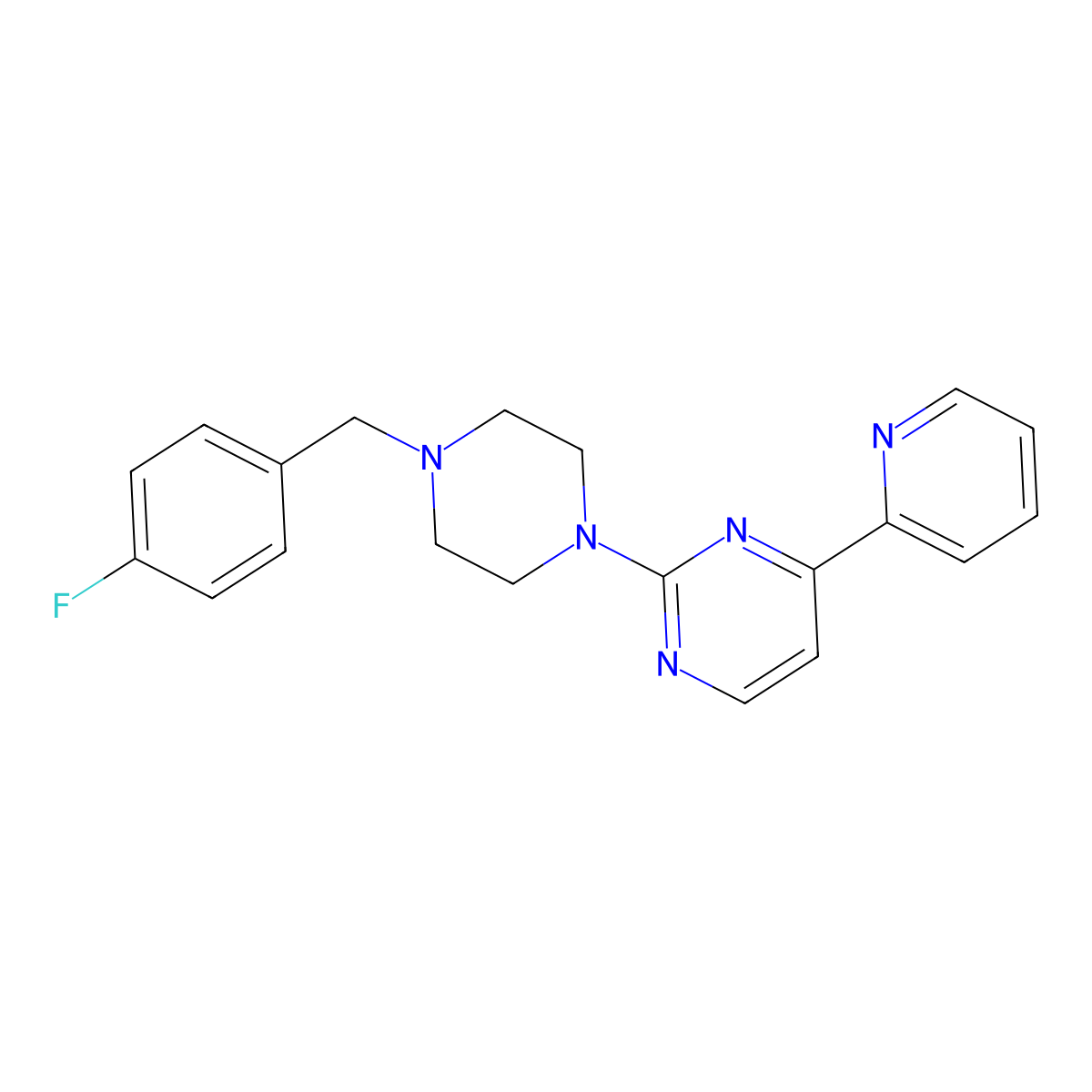 2-{4-[(4-Fluorophenyl)methyl]piperazin-1-yl}-4-(pyridin-2-yl)pyrimidine molecular structure, CAS 2742041-96-7