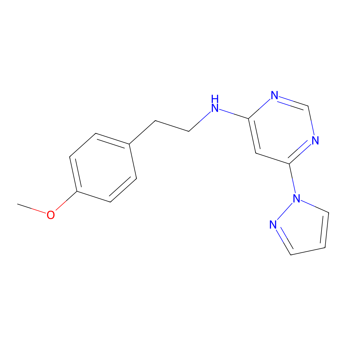 N-[2-(4-methoxyphenyl)ethyl]-6-(1H-pyrazol-1-yl)pyrimidin-4-amine molecular structure, CAS 2742041-99-0