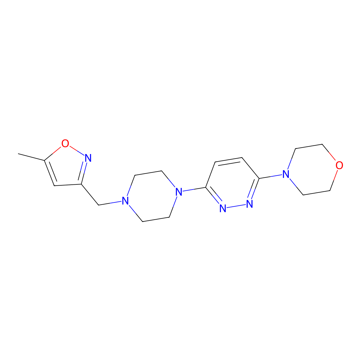 4-(6-{4-[(5-Methyl-1,2-oxazol-3-yl)methyl]piperazin-1-yl}pyridazin-3-yl)morpholine molecular structure, CAS 2742042-00-6