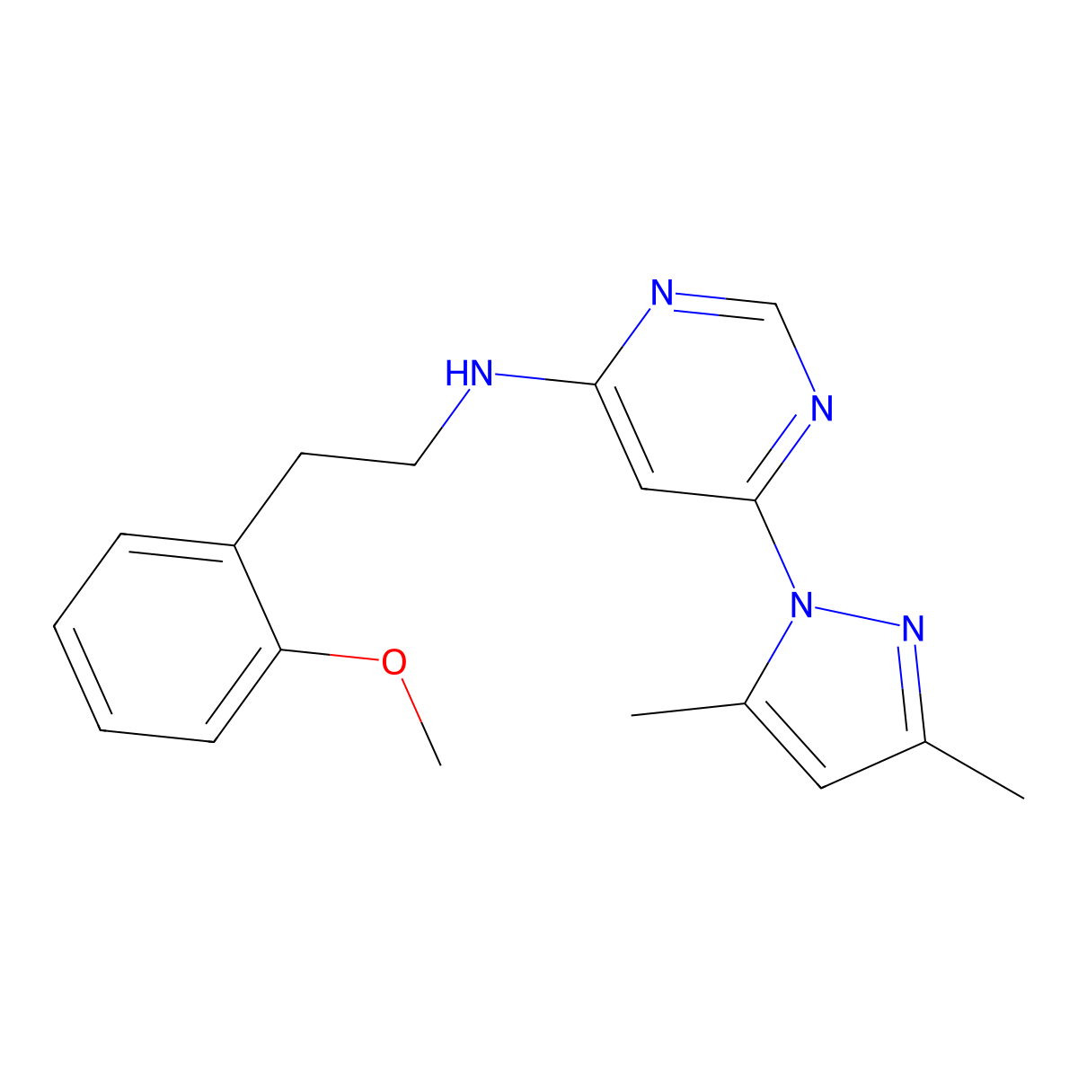 6-(3,5-dimethyl-1H-pyrazol-1-yl)-N-[2-(2-methoxyphenyl)ethyl]pyrimidin-4-amine molecular structure, CAS 2742042-02-8