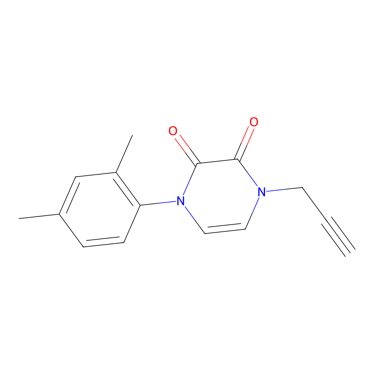 1-(2,4-Dimethylphenyl)-4-(prop-2-yn-1-yl)-1,2,3,4-tetrahydropyrazine-2,3-dione molecular structure, CAS 2742042-04-0