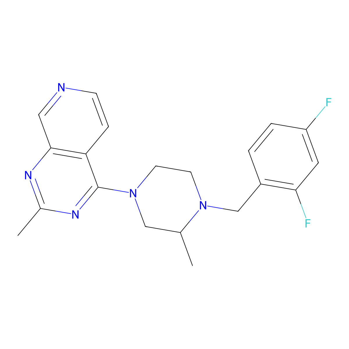 1-[(2,4-Difluorophenyl)methyl]-2-methyl-4-{2-methylpyrido[3,4-d]pyrimidin-4-yl}piperazine molecular structure, CAS 2742042-05-1