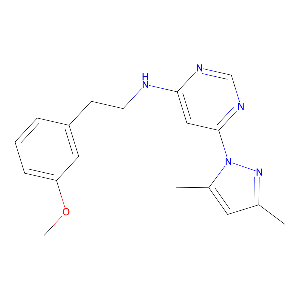 6-(3,5-dimethyl-1H-pyrazol-1-yl)-N-[2-(3-methoxyphenyl)ethyl]pyrimidin-4-amine molecular structure, CAS 2742042-07-3