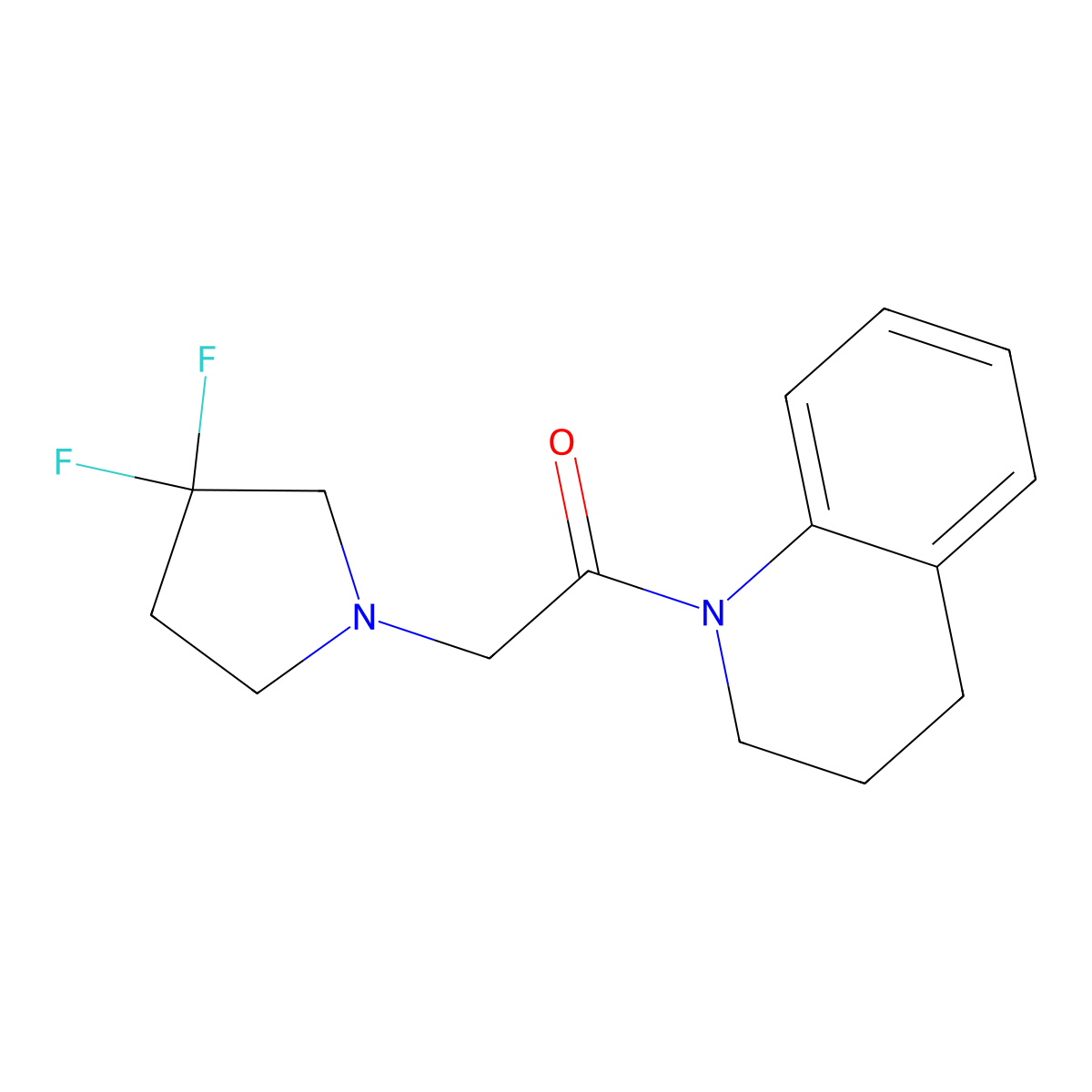 2-(3,3-Difluoropyrrolidin-1-yl)-1-(1,2,3,4-tetrahydroquinolin-1-yl)ethan-1-one molecular structure, CAS 2742042-12-0