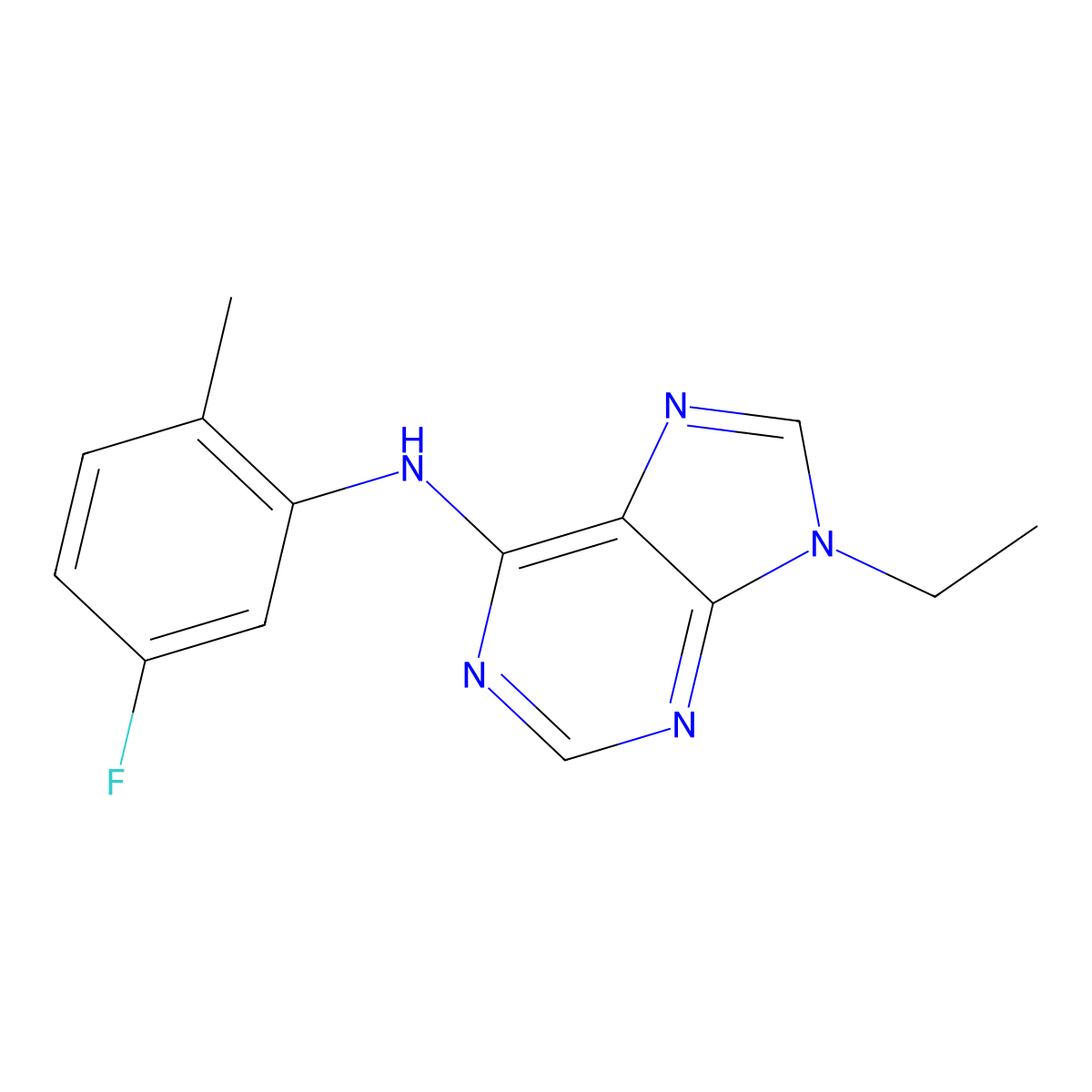 9-ethyl-N-(5-fluoro-2-methylphenyl)-9H-purin-6-amine molecular structure, CAS 2742042-18-6
