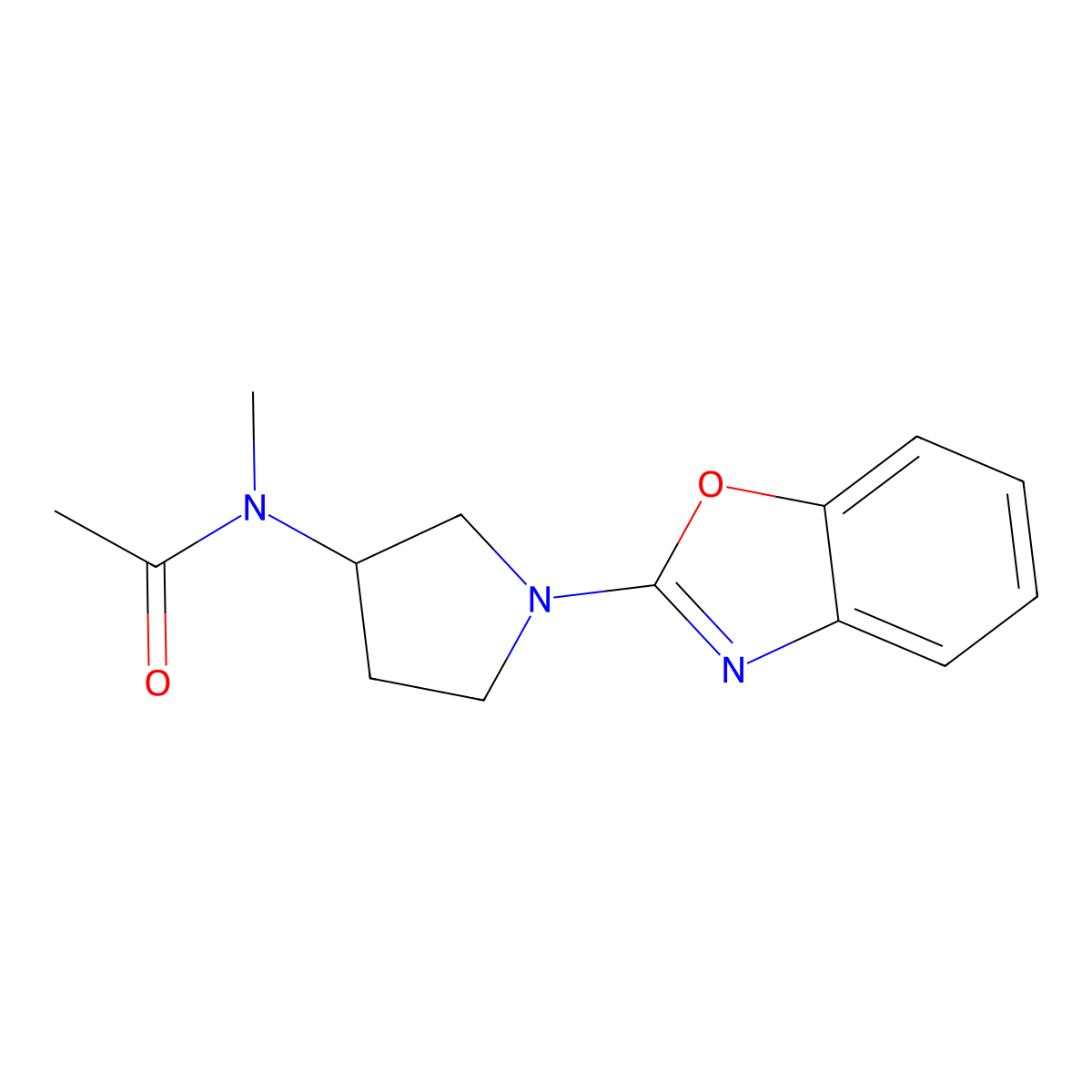 N-[1-(1,3-benzoxazol-2-yl)pyrrolidin-3-yl]-N-methylacetamide molecular structure, CAS 2742042-25-5