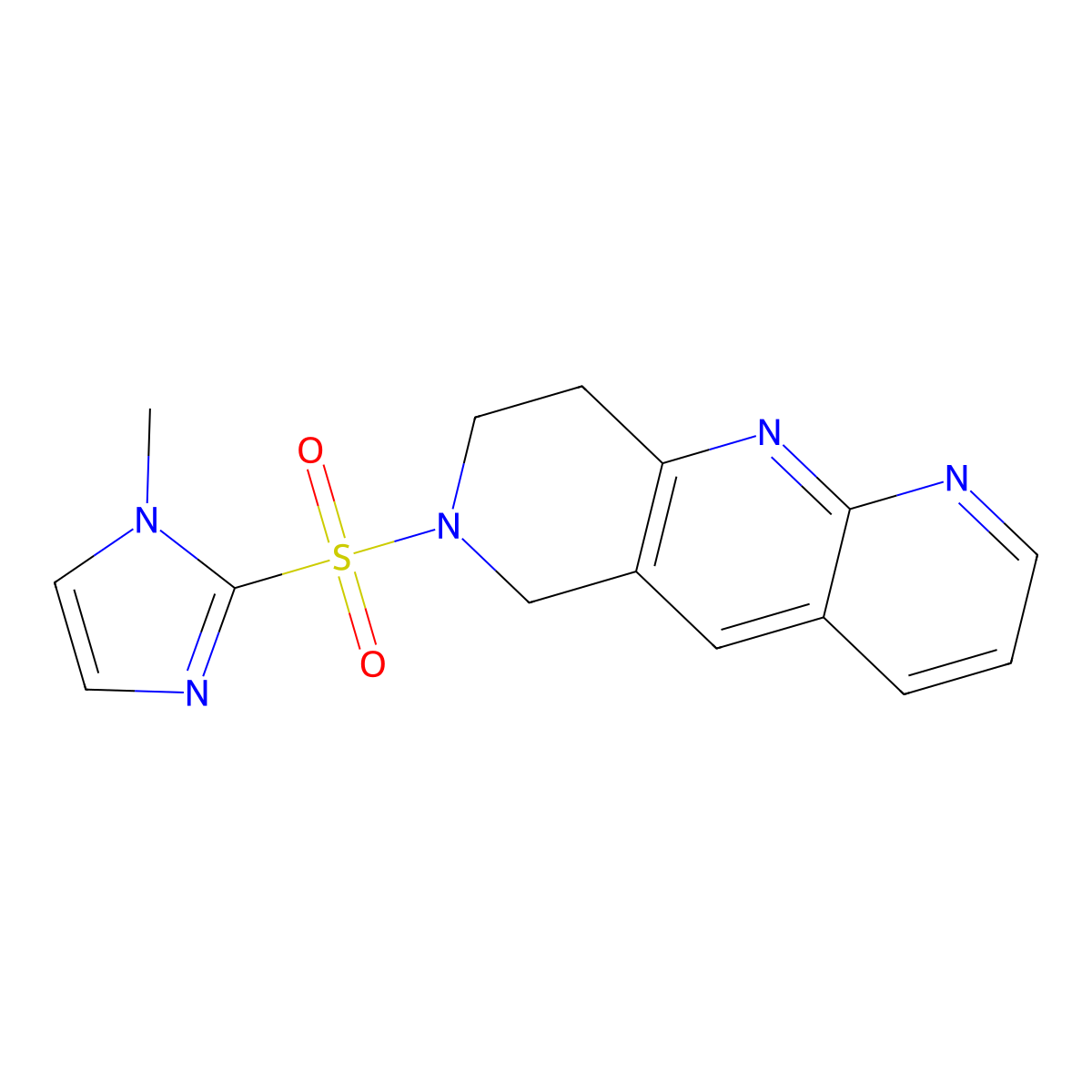 1-methyl-2-{6H,7H,8H,9H-pyrido[2,3-b]1,6-naphthyridine-7-sulfonyl}-1H-imidazole molecular structure, CAS 2742042-27-7