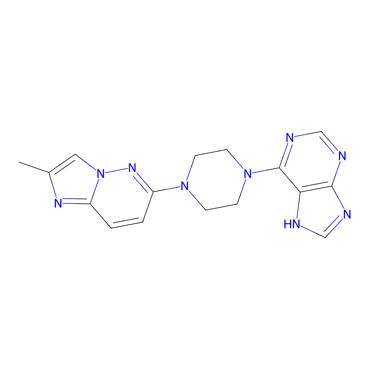 6-(4-{2-methylimidazo[1,2-b]pyridazin-6-yl}piperazin-1-yl)-9H-purine molecular structure, CAS 2742042-34-6