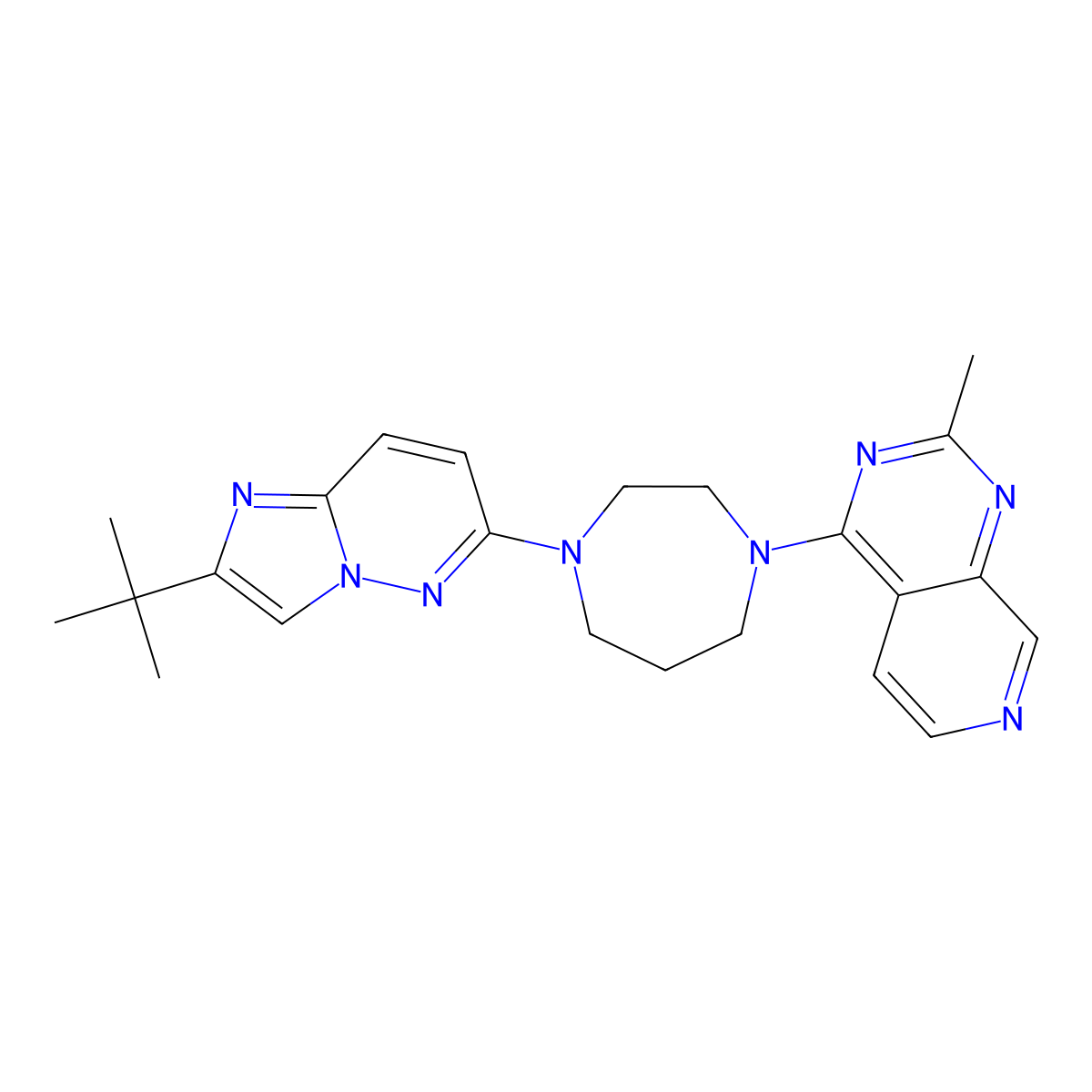 1-{2-Tert-butylimidazo[1,2-b]pyridazin-6-yl}-4-{2-methylpyrido[3,4-d]pyrimidin-4-yl}-1,4-diazepane molecular structure, CAS 2742042-38-0