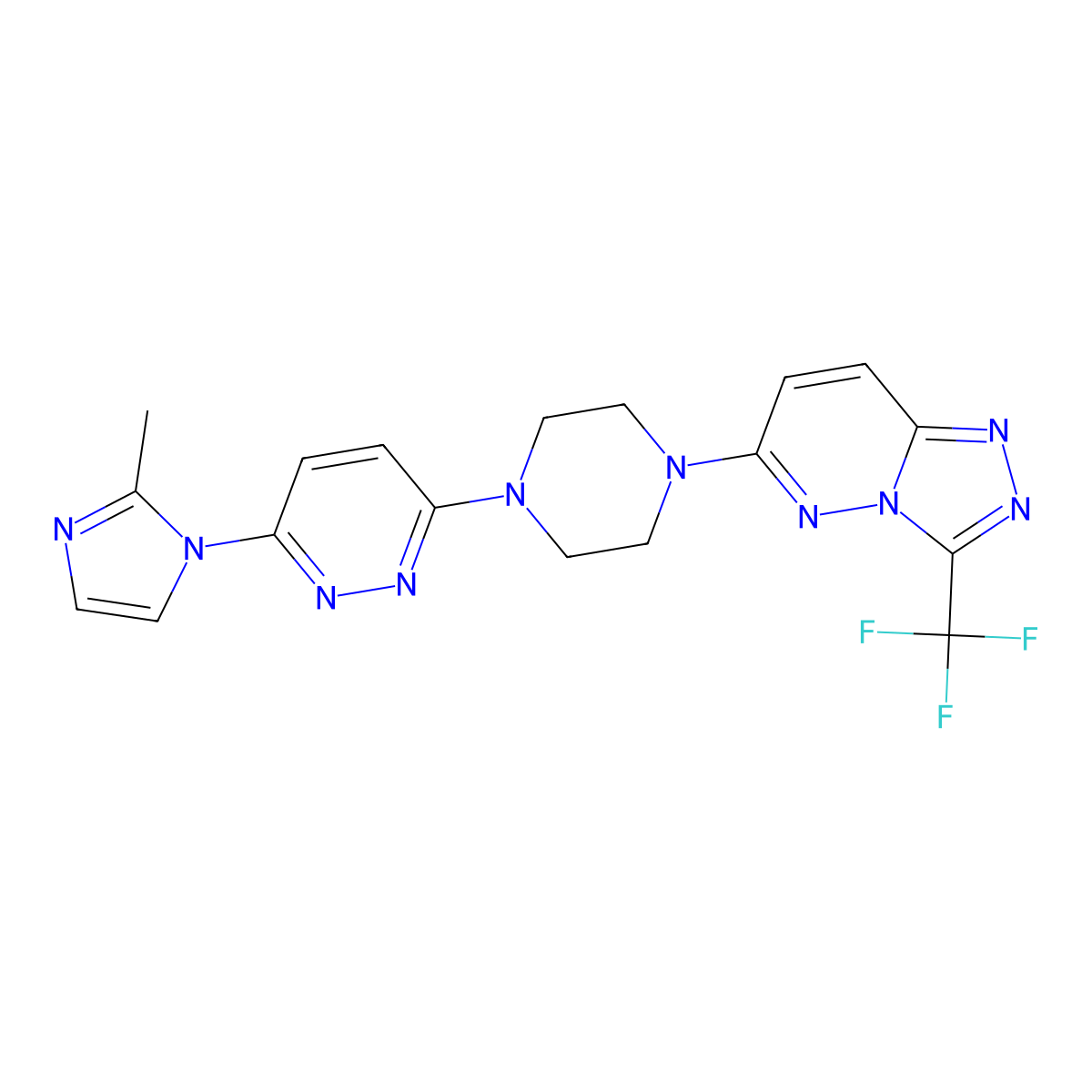 3-(2-methyl-1H-imidazol-1-yl)-6-{4-[3-(trifluoromethyl)-[1,2,4]triazolo[4,3-b]pyridazin-6-yl]piperazin-1-yl}pyridazine molecular structure, CAS 2742042-40-4