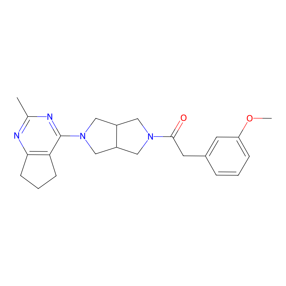 2-(3-methoxyphenyl)-1-(5-{2-methyl-5H,6H,7H-cyclopenta[d]pyrimidin-4-yl}-octahydropyrrolo[3,4-c]pyrrol-2-yl)ethan-1-one molecular structure, CAS 2742042-42-6