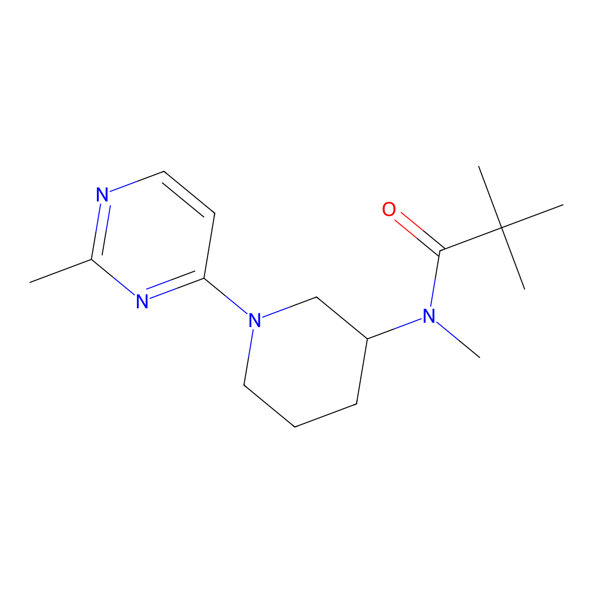N,2,2-trimethyl-N-[1-(2-methylpyrimidin-4-yl)piperidin-3-yl]propanamide molecular structure, CAS 2742042-45-9