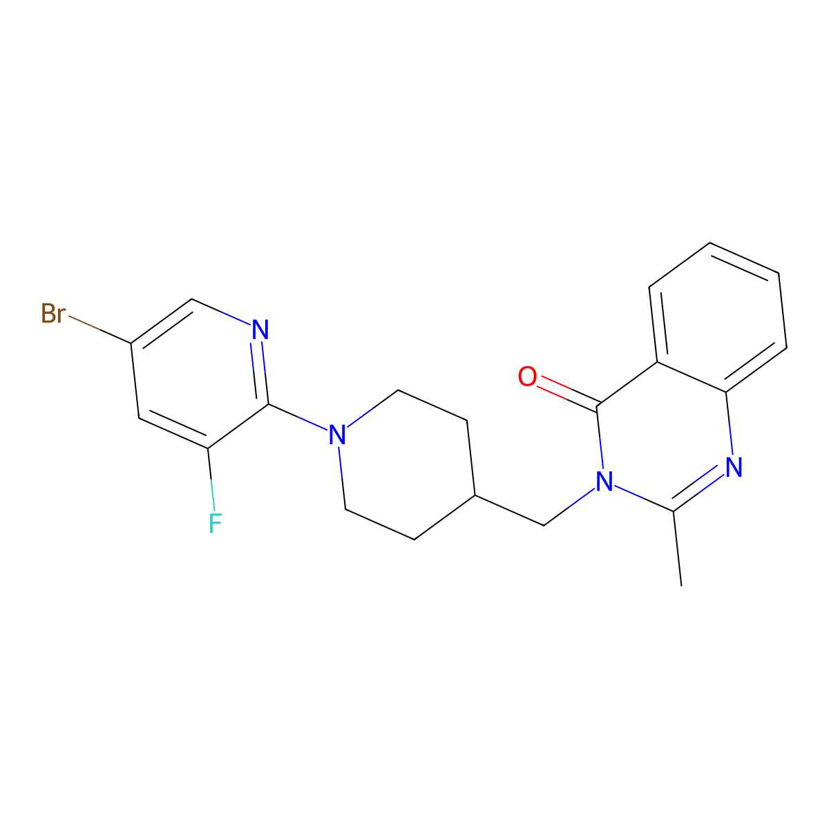3-{[1-(5-Bromo-3-fluoropyridin-2-yl)piperidin-4-yl]methyl}-2-methyl-3,4-dihydroquinazolin-4-one molecular structure, CAS 2742042-46-0