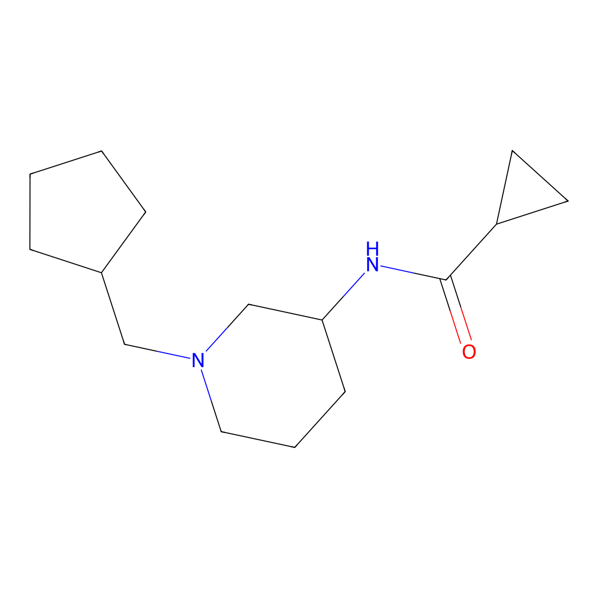 N-[1-(cyclopentylmethyl)piperidin-3-yl]cyclopropanecarboxamide molecular structure, CAS 2742042-49-3