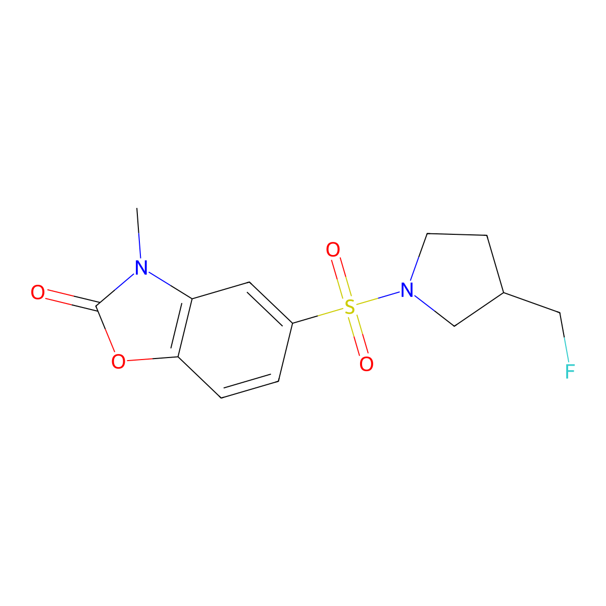 5-{[3-(Fluoromethyl)pyrrolidin-1-yl]sulfonyl}-3-methyl-2,3-dihydro-1,3-benzoxazol-2-one molecular structure, CAS 2742042-51-7