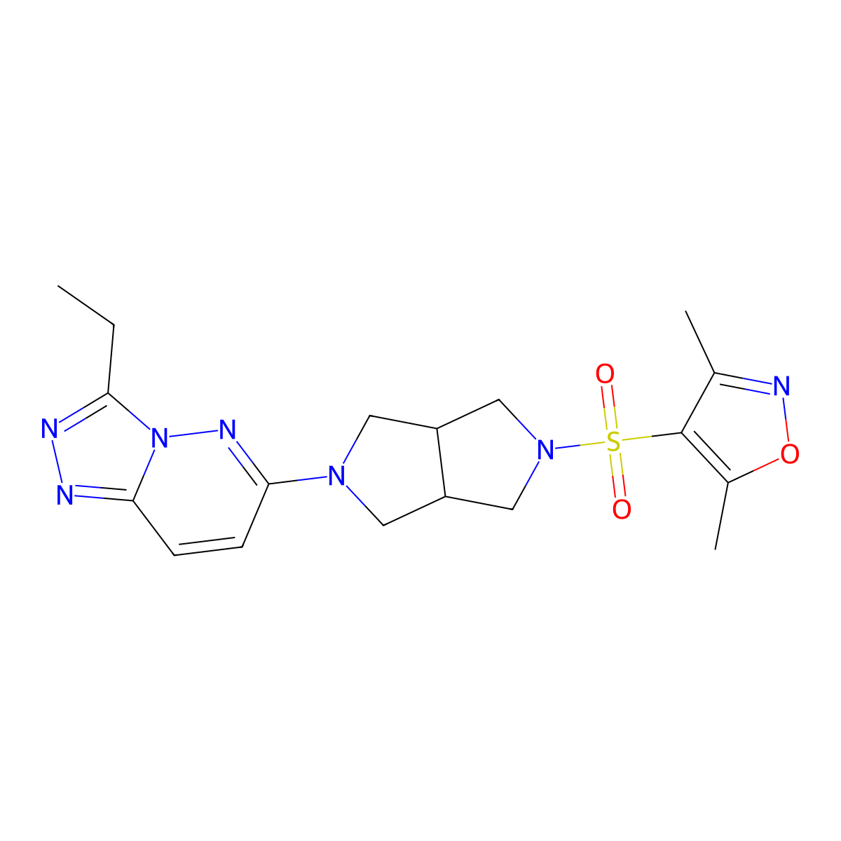 4-[(5-{3-Ethyl-[1,2,4]triazolo[4,3-b]pyridazin-6-yl}-octahydropyrrolo[3,4-c]pyrrol-2-yl)sulfonyl]-3,5-dimethyl-1,2-oxazole molecular structure, CAS 2742042-52-8
