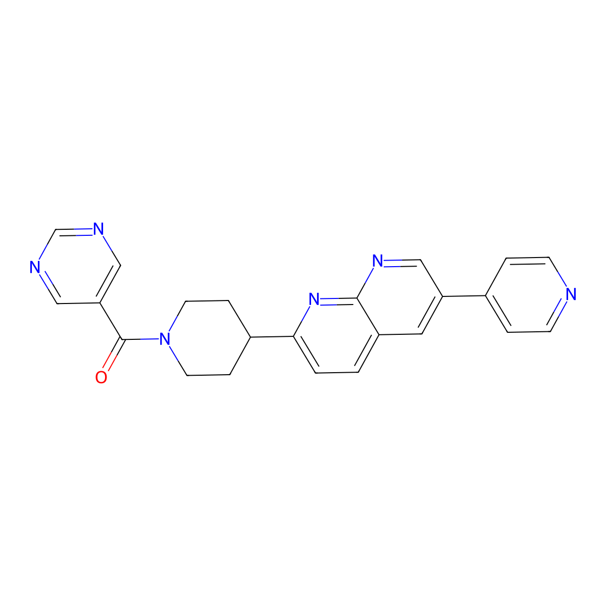 6-(Pyridin-4-yl)-2-[1-(pyrimidine-5-carbonyl)piperidin-4-yl]-1,8-naphthyridine molecular structure, CAS 2742042-56-2