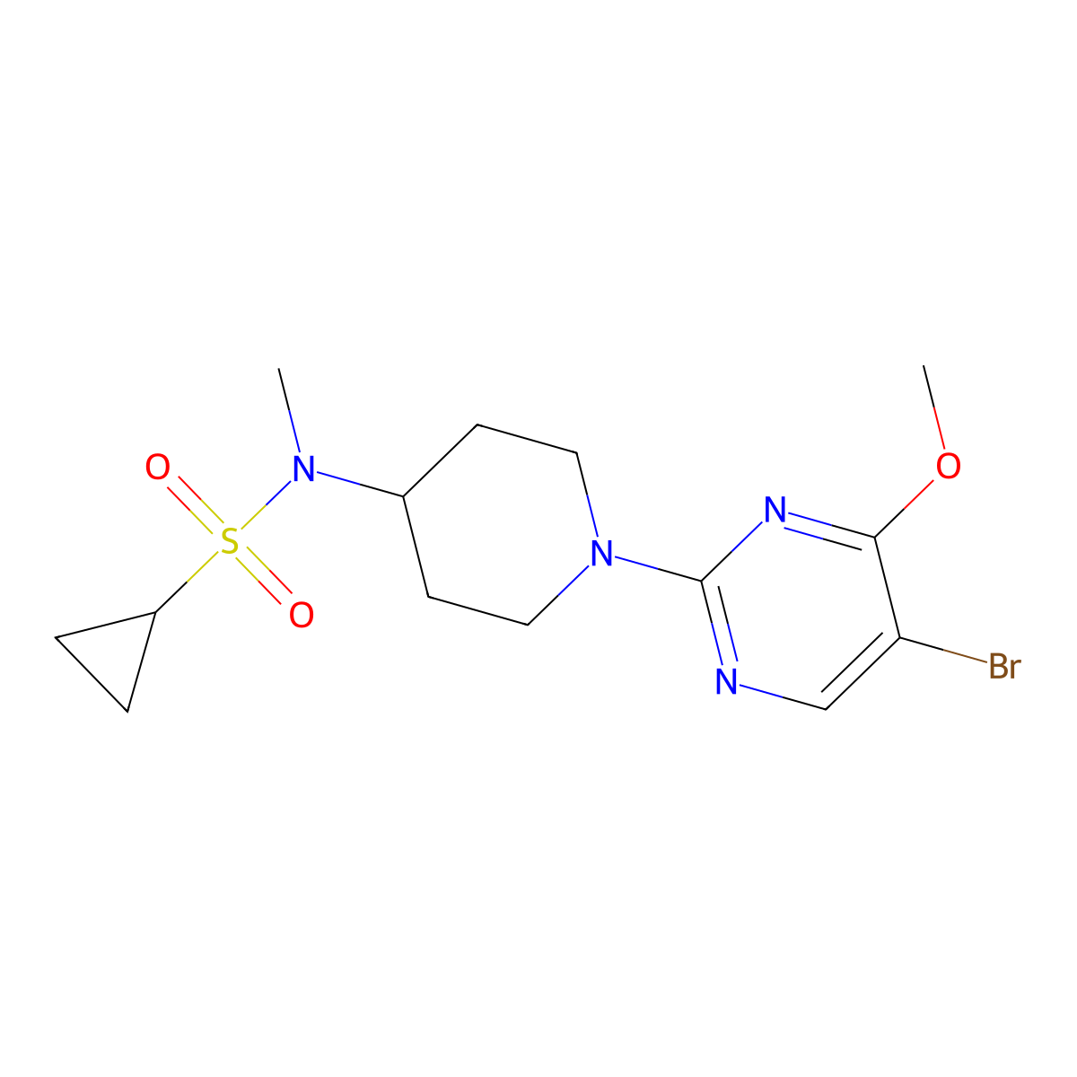 N-[1-(5-bromo-4-methoxypyrimidin-2-yl)piperidin-4-yl]-N-methylcyclopropanesulfonamide molecular structure, CAS 2742042-59-5